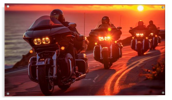 Harley-Davidson Sunset Ride Acrylic by T2 