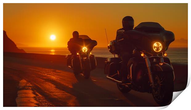 Harley-Davidson Sunset Ride Print by T2 