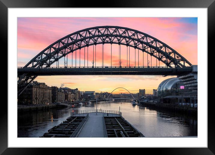 Tyne Bridge Sunrise Framed Mounted Print by Steve Smith
