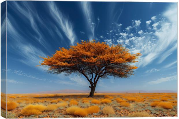 Lone Tree Desert Landscape Canvas Print by T2 