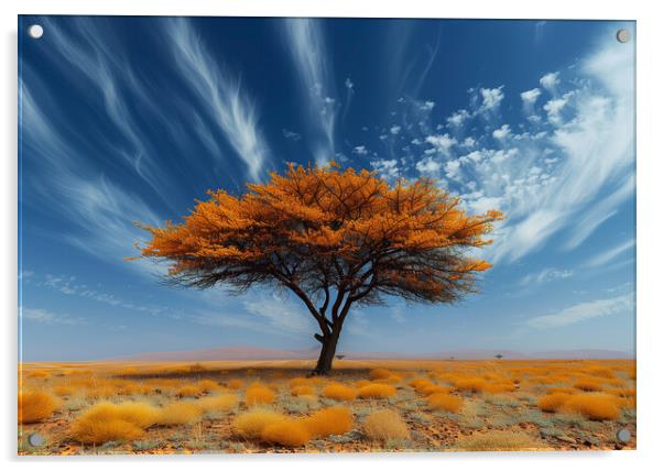 Lone Tree Desert Landscape Acrylic by T2 