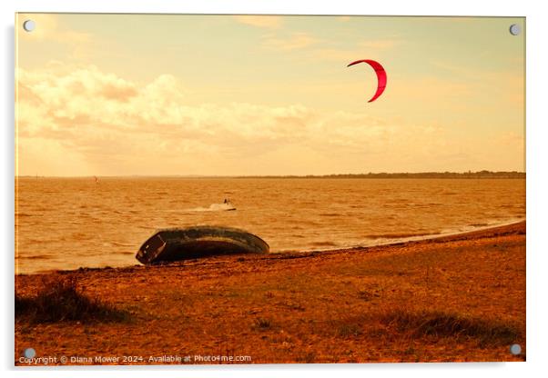 Kite Surfing Mersea island Acrylic by Diana Mower