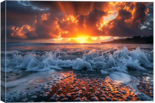 Burning Seascape Canvas Print by T2 