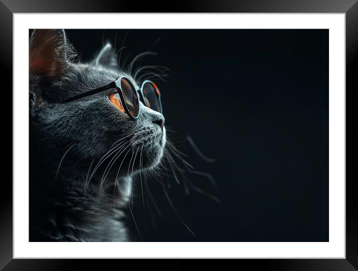 Curious Cat Framed Mounted Print by Picture Wizard
