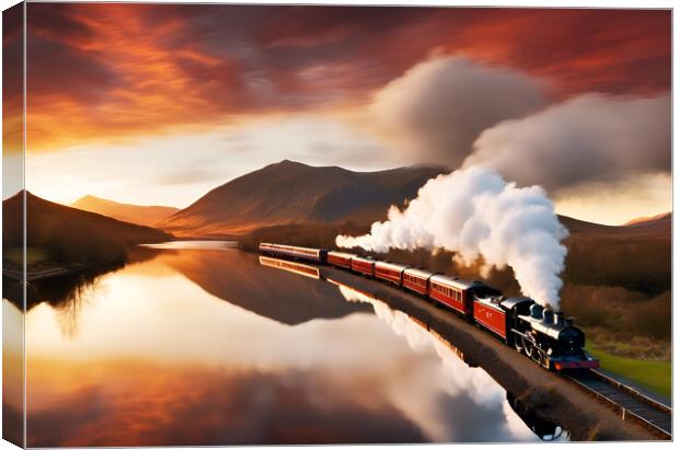 Steam Train Sunset Canvas Print by Picture Wizard