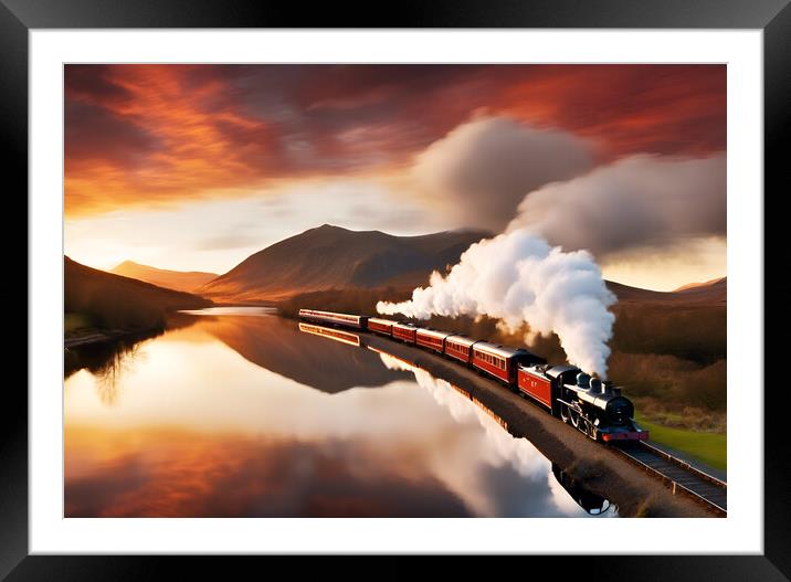 Steam Train Sunset Framed Mounted Print by Picture Wizard