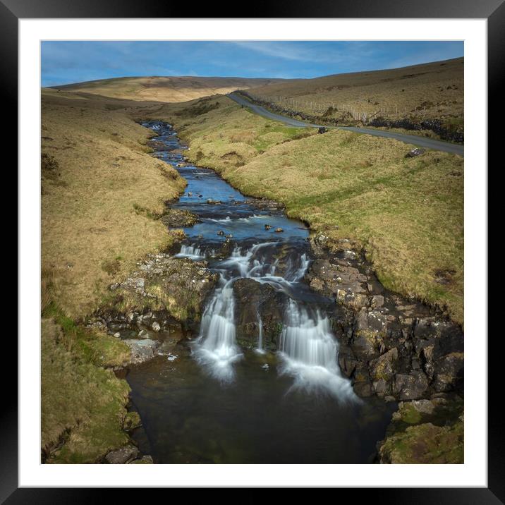 River Tawe waterfall Framed Mounted Print by Leighton Collins
