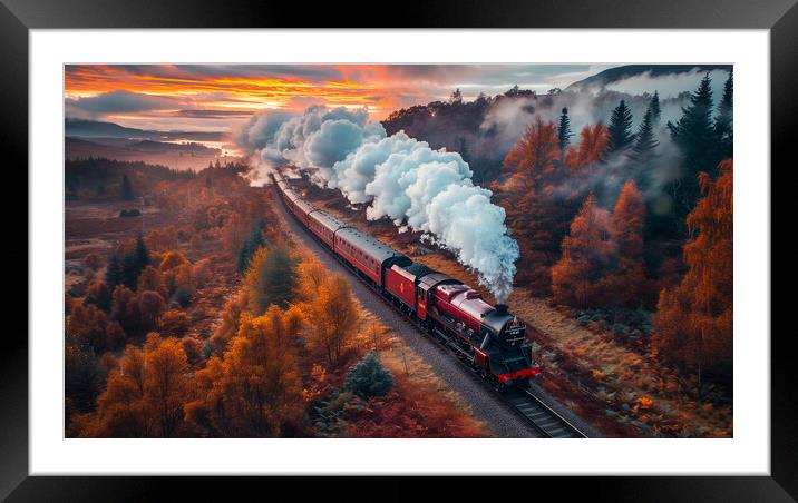 Scottish Highlands Steam Train Framed Mounted Print by T2 