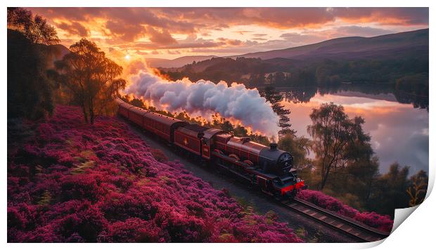 Scottish Highlands Steam Train Print by T2 