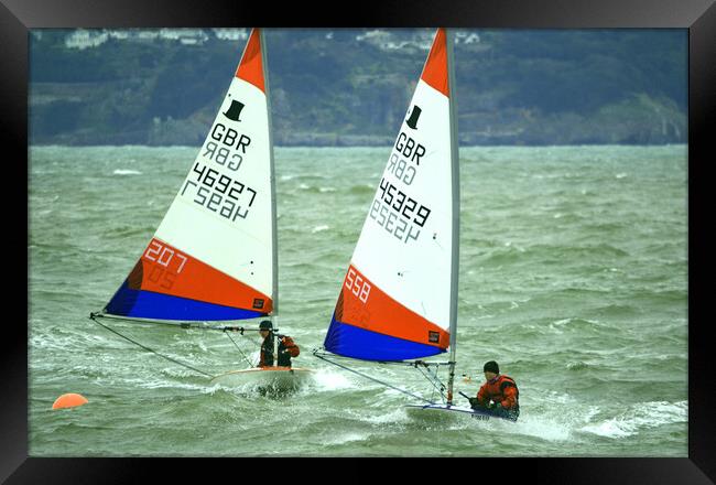 Sailing boats, Toppers, at Paignton, Devon Framed Print by Bryan 4Pics