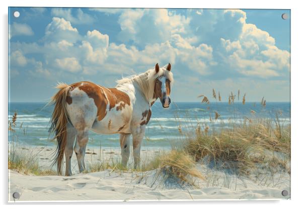 Luskentyre beach Horse - Scottish isle of Harris Acrylic by T2 