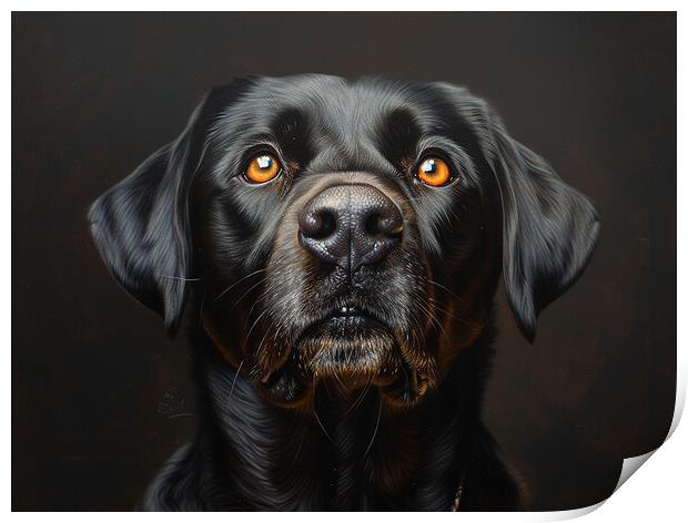 Black Labrador Portrait Print by K9 Art