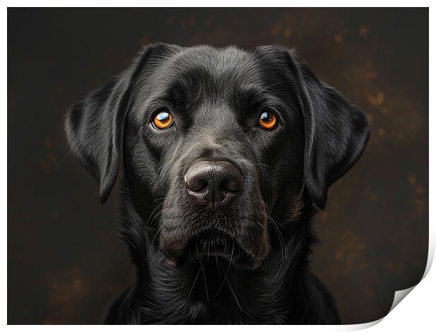 Black Labrador Portrait Print by K9 Art