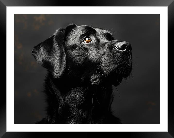 Black Labrador Portrait Framed Mounted Print by K9 Art