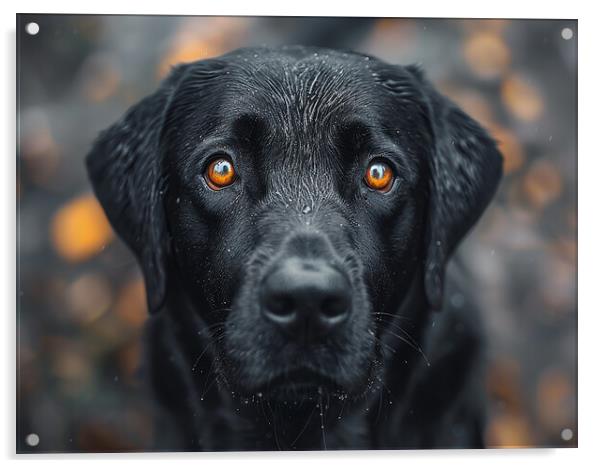 Black Labrador Portrait Acrylic by K9 Art