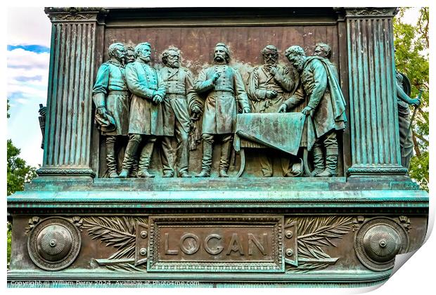 Discussing Stragegy General John Logan Memorial Civil War Statue Print by William Perry