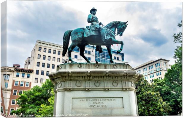 General James Mcpherson Civil War Statue Washington DC Canvas Print by William Perry