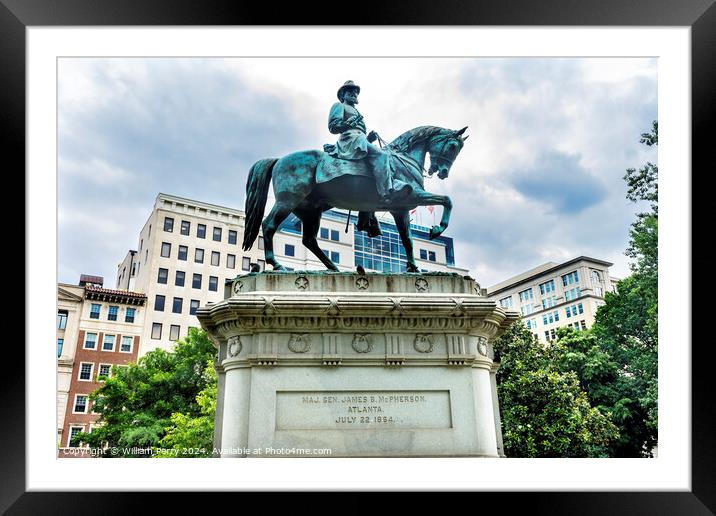 General James Mcpherson Civil War Statue Washington DC Framed Mounted Print by William Perry