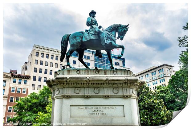 General James Mcpherson Civil War Statue Washington DC Print by William Perry