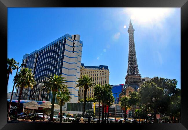 Eiffel Tower Paris and Ballys Hotel Las Vegas America Framed Print by Andy Evans Photos
