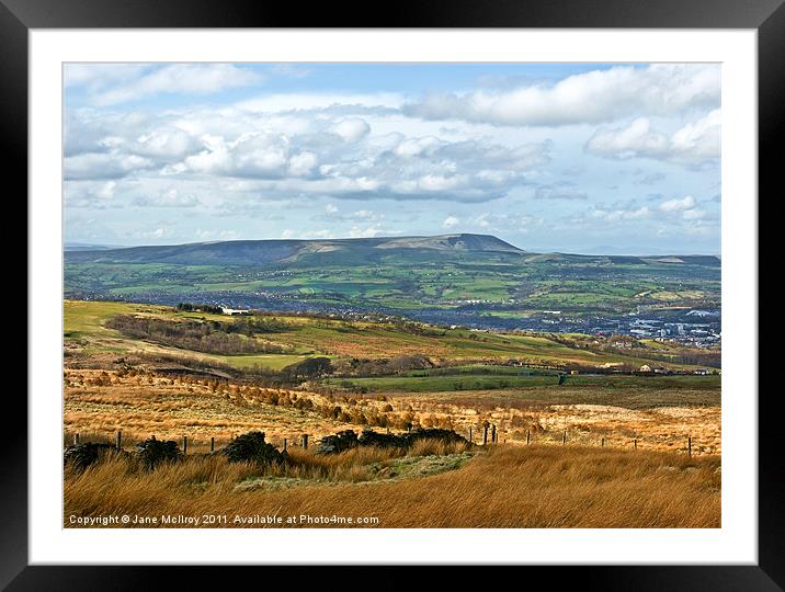 Pendle Hill, Lancashire Moors, England Framed Mounted Print by Jane McIlroy
