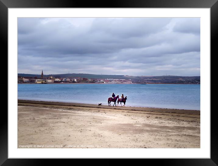 Horses on Weymouth Beach Framed Mounted Print by Beryl Curran