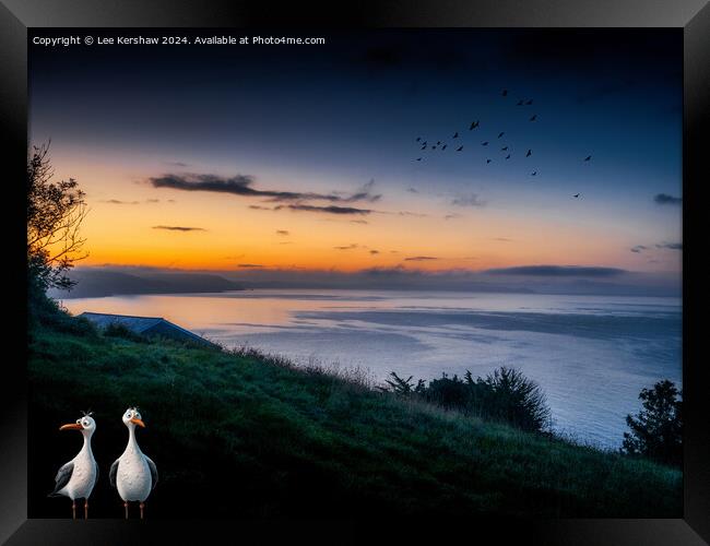 Pesky Birds Catching the Dawn at Looe Framed Print by Lee Kershaw