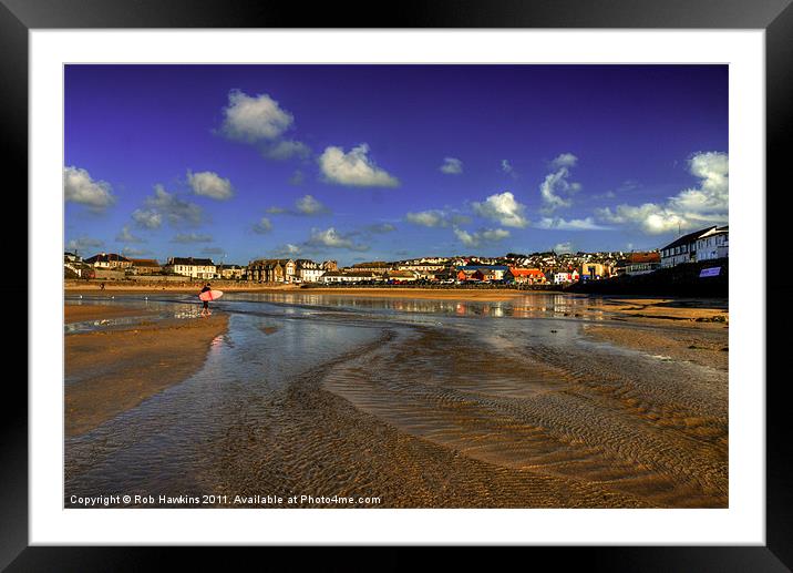 Beach at Perranporth Framed Mounted Print by Rob Hawkins