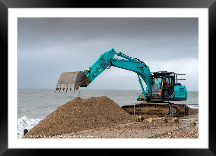Selsey Bill beach diggering  Framed Mounted Print by Rob Hawkins