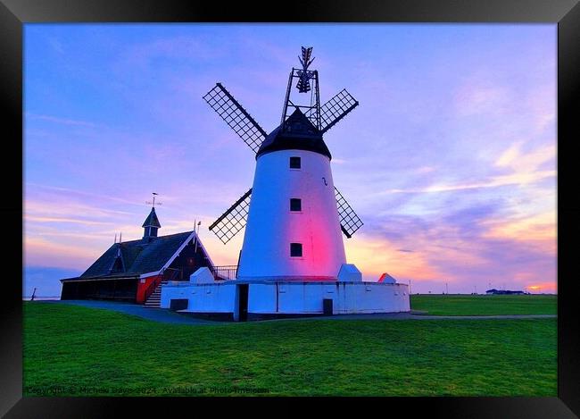 Lytham Windmill Sunset Framed Print by Michele Davis