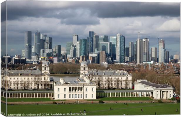 Queen's House Docklands skyline Canvas Print by Andrew Bell