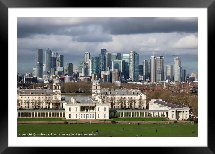 Queen's House Docklands skyline Framed Mounted Print by Andrew Bell