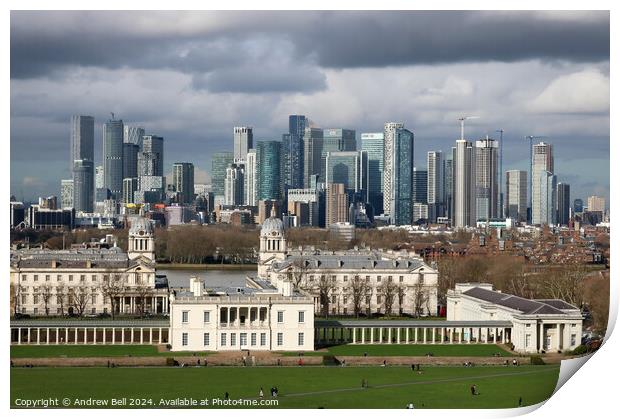 Queen's House Docklands skyline Print by Andrew Bell