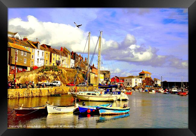 Mevagissey harbour Cornwall Framed Print by john hill