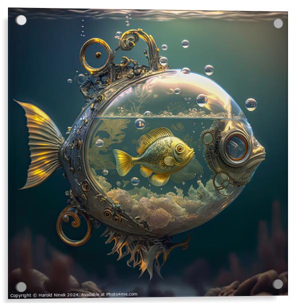 A Fish Within a Fish Acrylic by Harold Ninek