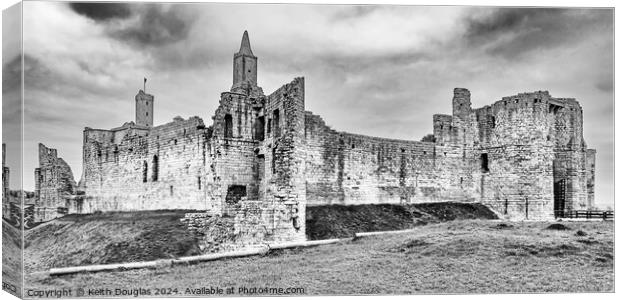 Warkworth Castle in Northumberland (B/W) Canvas Print by Keith Douglas