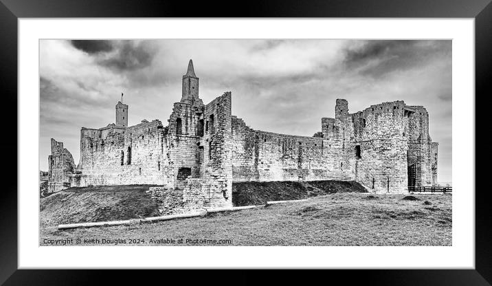 Warkworth Castle in Northumberland (B/W) Framed Mounted Print by Keith Douglas