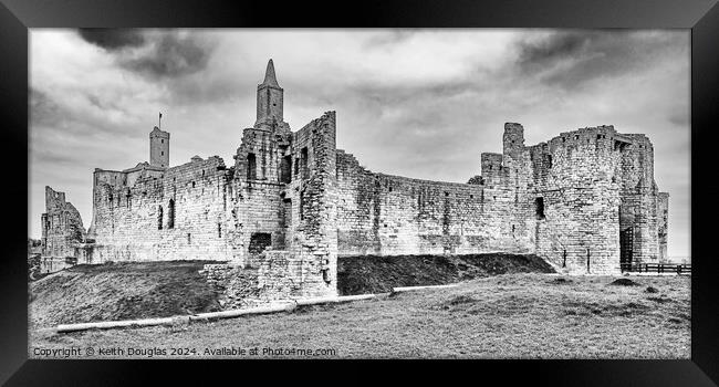 Warkworth Castle in Northumberland (B/W) Framed Print by Keith Douglas