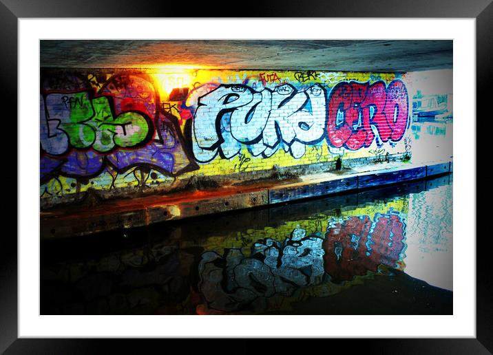 Graffiti Street Art Regent's Canal Camden London Framed Mounted Print by Andy Evans Photos