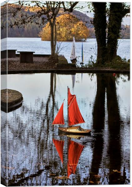 Model boat pond at Windermere, Cumbria. Canvas Print by Phil Brown