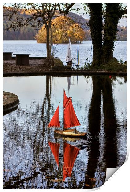 Model boat pond at Windermere, Cumbria. Print by Phil Brown