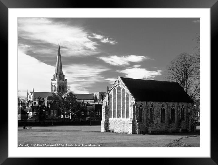 Priory Park Chichester West Sussex Black and White Framed Mounted Print by Pearl Bucknall