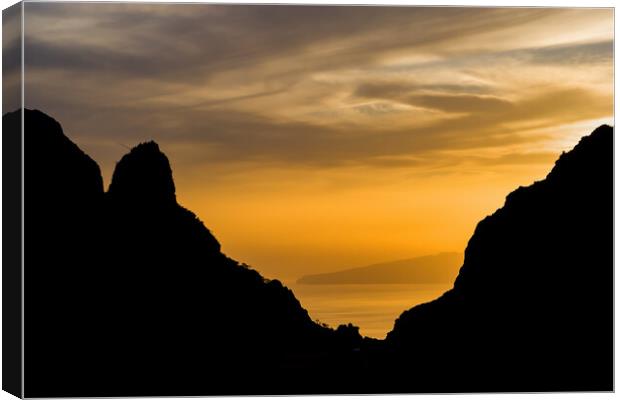 Tenerife Island Coastline Silhouette At Sunset Canvas Print by Artur Bogacki