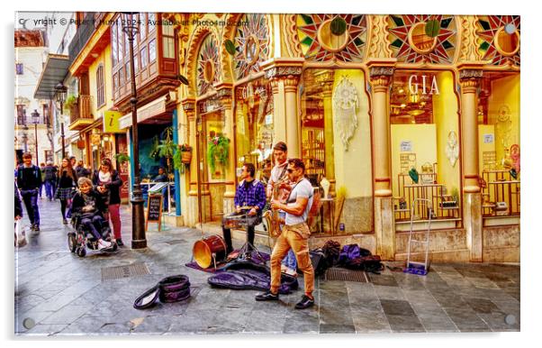Street Performers Palma Mallorca Acrylic by Peter F Hunt