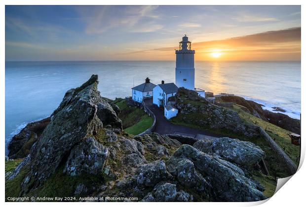 Morning at Start Point Lighthouse Print by Andrew Ray