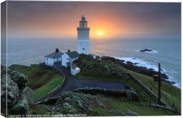 Sunrise at Start Point Lighthouse  Canvas Print by Andrew Ray