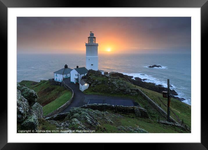 Sunrise at Start Point Lighthouse  Framed Mounted Print by Andrew Ray