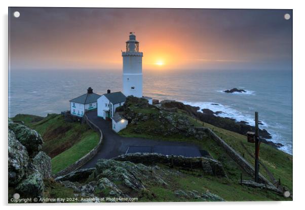 Sunrise at Start Point Lighthouse  Acrylic by Andrew Ray