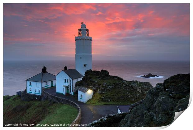 Start Point Lighthouse at sunrise Print by Andrew Ray