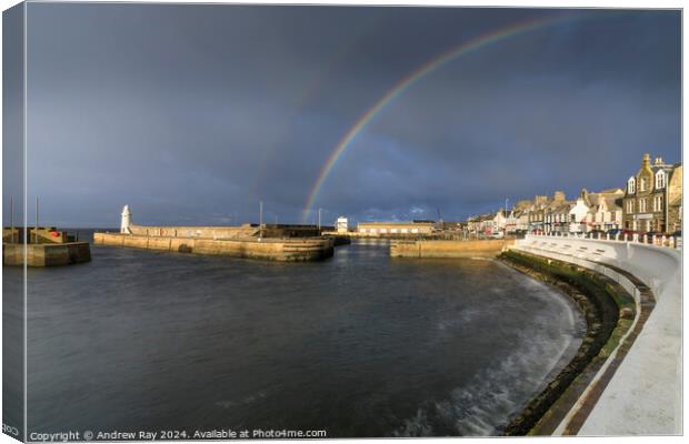 Rainbow over Macduff  Canvas Print by Andrew Ray